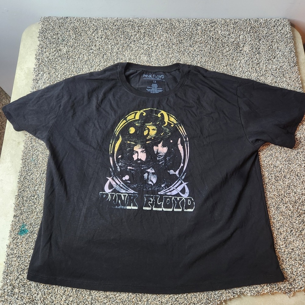 Womens Pink Floyd Celestial Cropped T-Shirt Black Size Large Xl